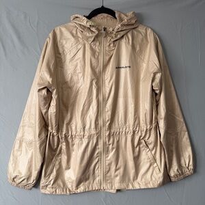 Alphalete Womens Infinity Explorer Windbreaker Hooded Jacket Size L Beige READ
